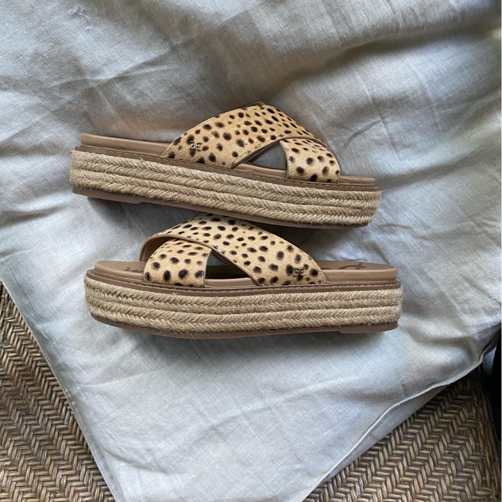 Sam Edelman platform leopard print leather Korina sandals, size 8.5 NWOT